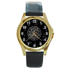 Witchcraft Symbols  Round Gold Metal Watch by Valentinaart