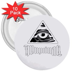 Illuminati 3  Buttons (10 Pack)  by Valentinaart