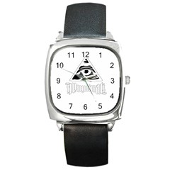 Illuminati Square Metal Watch by Valentinaart