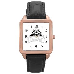 Illuminati Rose Gold Leather Watch  by Valentinaart