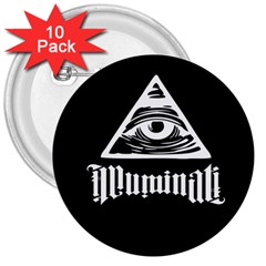 Illuminati 3  Buttons (10 Pack)  by Valentinaart