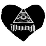 Illuminati Large 19  Premium Flano Heart Shape Cushions Front