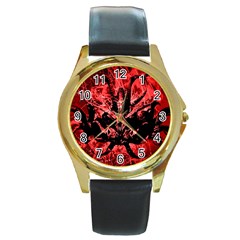 Scary Background Round Gold Metal Watch by dflcprints