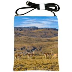 Group Of Vicunas At Patagonian Landscape, Argentina Shoulder Sling Bags by dflcprints