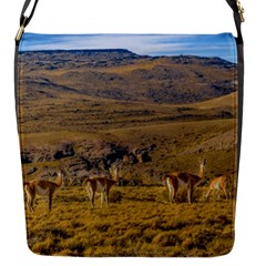 Group Of Vicunas At Patagonian Landscape, Argentina Flap Messenger Bag (s) by dflcprints