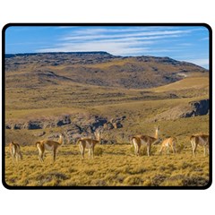 Group Of Vicunas At Patagonian Landscape, Argentina Double Sided Fleece Blanket (medium)  by dflcprints