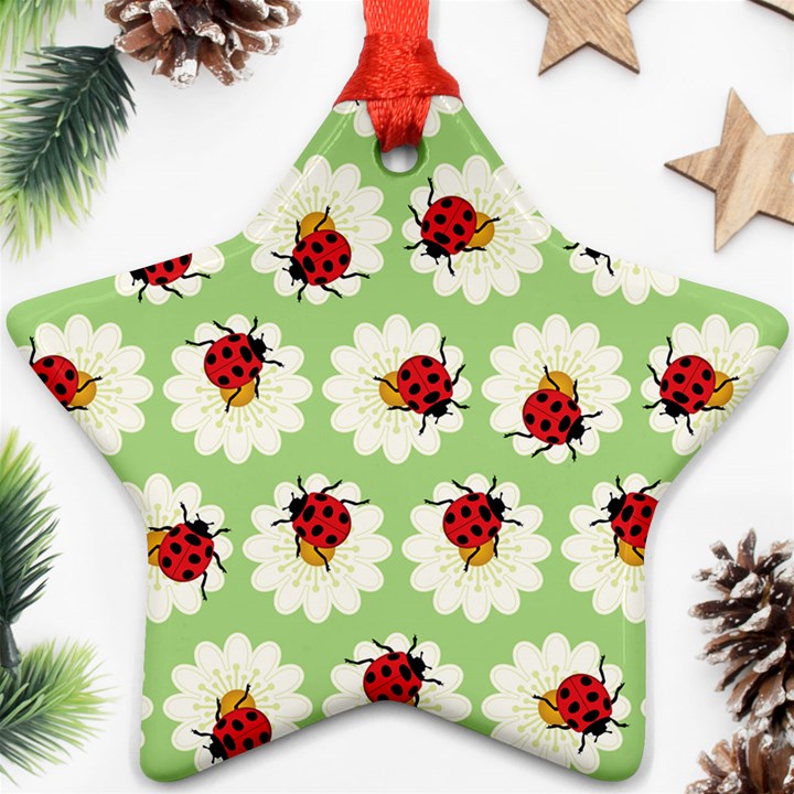 Ladybugs Pattern Ornament (Star)