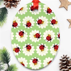 Ladybugs Pattern Oval Ornament (two Sides) by linceazul