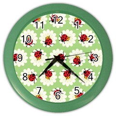 Ladybugs Pattern Color Wall Clocks by linceazul