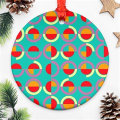 Semicircles And Arcs Pattern Ornament (round) by linceazul