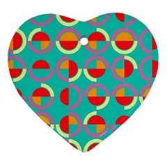 Semicircles And Arcs Pattern Ornament (heart) by linceazul