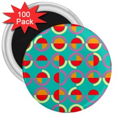 Semicircles And Arcs Pattern 3  Magnets (100 Pack) by linceazul