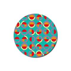 Semicircles And Arcs Pattern Rubber Coaster (round)  by linceazul