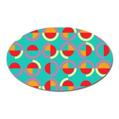 Semicircles And Arcs Pattern Oval Magnet by linceazul