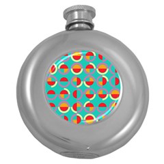 Semicircles And Arcs Pattern Round Hip Flask (5 Oz) by linceazul