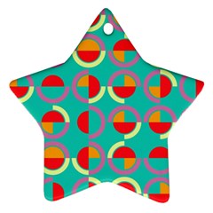 Semicircles And Arcs Pattern Star Ornament (two Sides) by linceazul