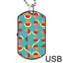 Semicircles And Arcs Pattern Dog Tag Usb Flash (two Sides) by linceazul