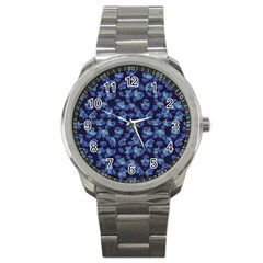 Autumn Leaves Motif Pattern Sport Metal Watch by dflcprints