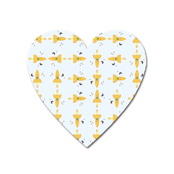 Spaceships Pattern Heart Magnet