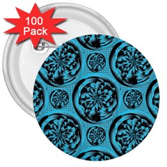 Turquoise Pattern 3  Buttons (100 Pack)  by linceazul