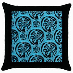 Turquoise Pattern Throw Pillow Case (black) by linceazul