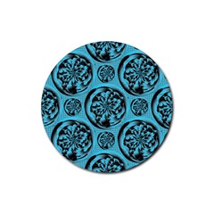 Turquoise Pattern Rubber Coaster (round)  by linceazul