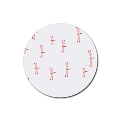 Animal Dragonfly Fly Pink Rubber Coaster (round)  by Mariart