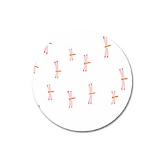 Animal Dragonfly Fly Pink Magnet 3  (round) by Mariart