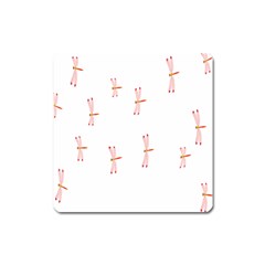 Animal Dragonfly Fly Pink Square Magnet by Mariart