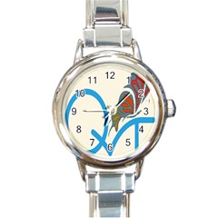 Butterfly Round Italian Charm Watch