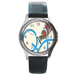 Butterfly Round Metal Watch