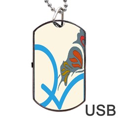 Butterfly Dog Tag Usb Flash (two Sides) by Mariart