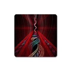 Artistic Blue Gold Red Square Magnet