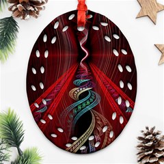 Artistic Blue Gold Red Ornament (oval Filigree) by Mariart