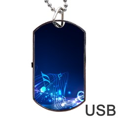 Abstract Musical Notes Purple Blue Dog Tag Usb Flash (two Sides) by Mariart