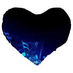 Abstract Musical Notes Purple Blue Large 19  Premium Heart Shape Cushions by Mariart