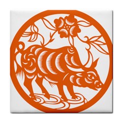 Chinese Zodiac Cow Star Orange Tile Coasters by Mariart