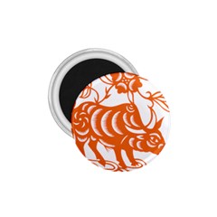 Chinese Zodiac Cow Star Orange 1 75  Magnets by Mariart