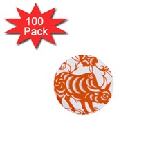 Chinese Zodiac Cow Star Orange 1  Mini Buttons (100 Pack)  by Mariart