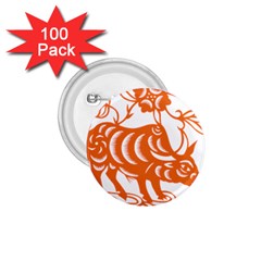 Chinese Zodiac Cow Star Orange 1 75  Buttons (100 Pack)  by Mariart