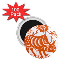 Chinese Zodiac Cow Star Orange 1 75  Magnets (100 Pack)  by Mariart