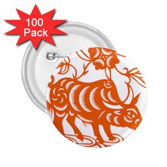 Chinese Zodiac Cow Star Orange 2 25  Buttons (100 Pack)  by Mariart