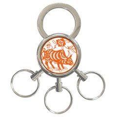 Chinese Zodiac Cow Star Orange 3-ring Key Chains