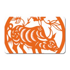 Chinese Zodiac Cow Star Orange Magnet (rectangular) by Mariart