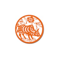 Chinese Zodiac Cow Star Orange Golf Ball Marker by Mariart