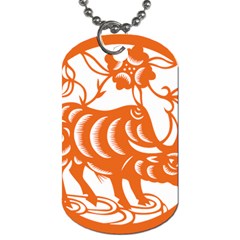 Chinese Zodiac Cow Star Orange Dog Tag (two Sides) by Mariart