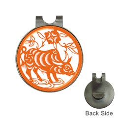 Chinese Zodiac Cow Star Orange Hat Clips With Golf Markers by Mariart