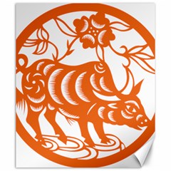 Chinese Zodiac Cow Star Orange Canvas 20  X 24   by Mariart