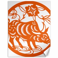 Chinese Zodiac Cow Star Orange Canvas 36  X 48   by Mariart