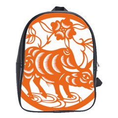 Chinese Zodiac Cow Star Orange School Bags(large)  by Mariart